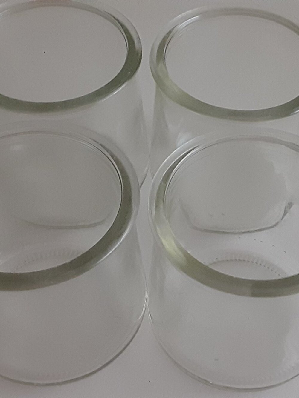 (4) small clear glass jars  - NOT FOR FOOD" approx.  6oz each.